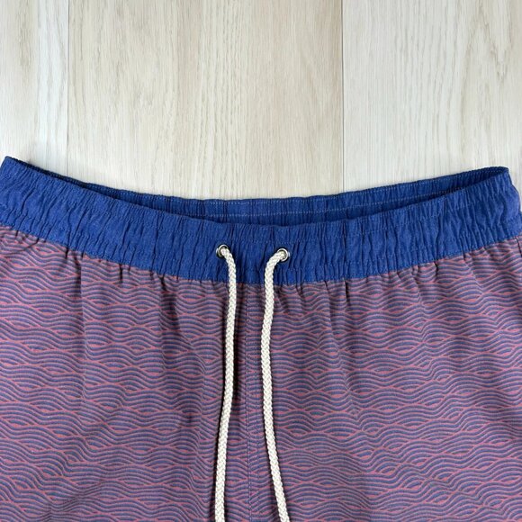 Fair Harbor Mens Blue Wave Print Drawstring Waist Swim Trunk Shorts Size XL - Picture 2 of 9